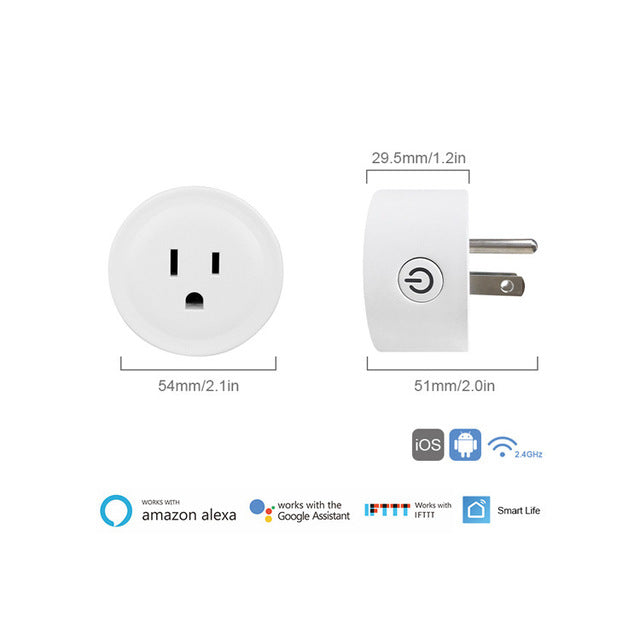 Tuya Mini Wi-Fi Smart Plug – US Plug, Alexa & Google, No Hub, Timer, 10A/1200W
